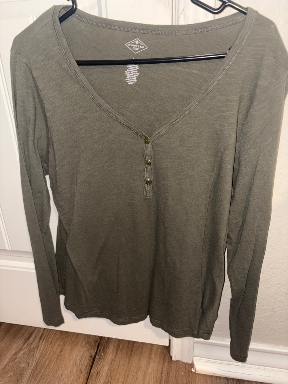 St. John's Bay Olive Green Long-Sleeve Henley
